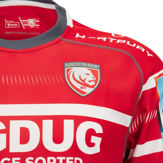 Gloucester Mens Home Rugby Shirt 26/27 Red - Badge Close-up