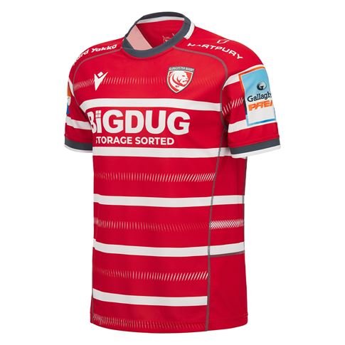 Gloucester Mens Home Rugby Shirt 26/27 Red- Front