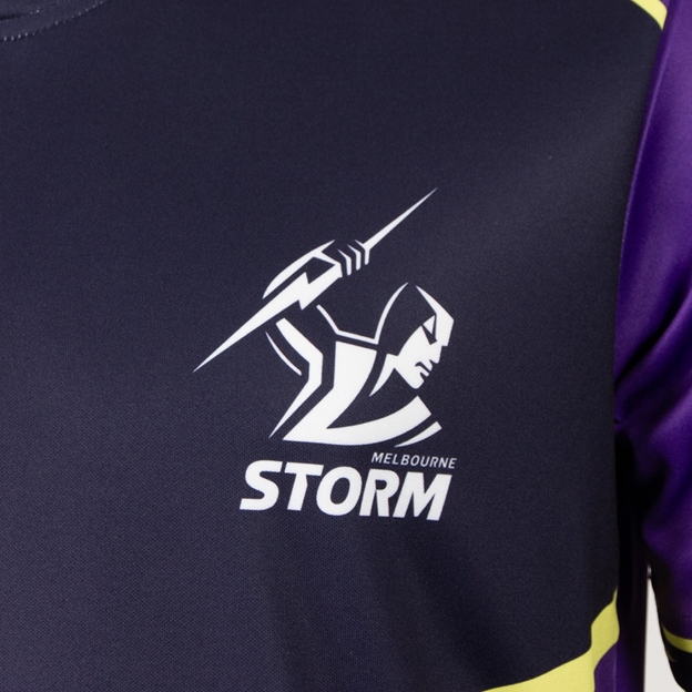 Melbourne Storm Kids Supporters Shirt 2026 Purple - Storm Logo Close-up