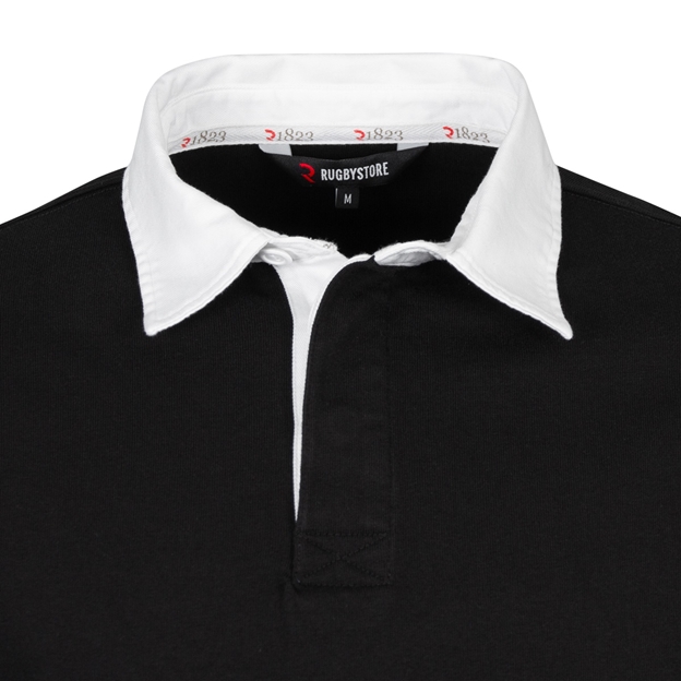 Rugby 1823 Adults Rugby Shirt Black - Collar Close-up