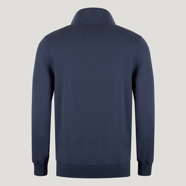 Wales 1881 Adults Half Zip Cotton Sweatshirt Petrol Blue - Back View