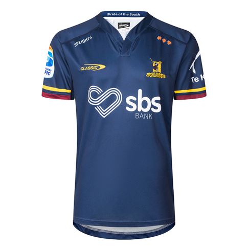 Highlanders Mens Home Rugby Shirt Short Sleeve 2025 - Front