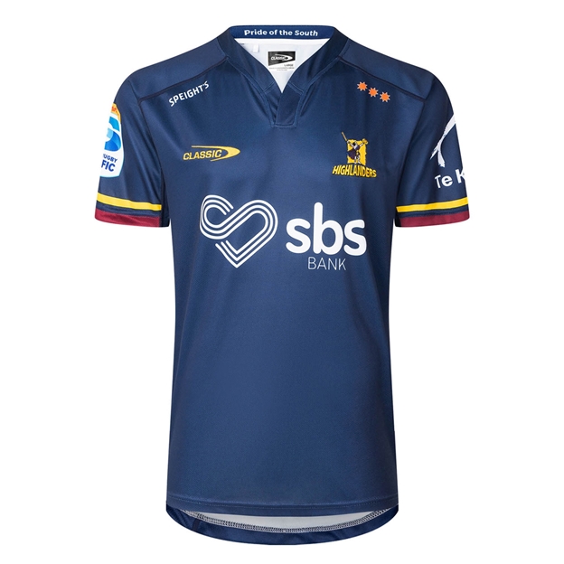 Highlanders Mens Home Rugby Shirt Short Sleeve 2025 - Front
