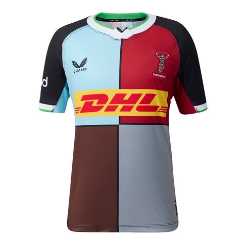 Harlequins Womens Home Rugby Shirt 26/27 Black - Front View