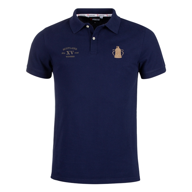 Scotland Mens Cup Winners 2026 Polo Shirt Navy - Front