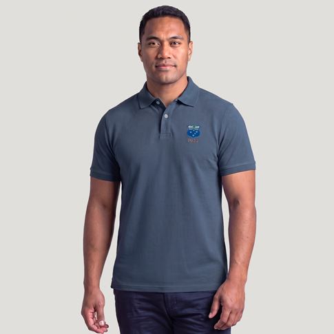 Samoa 1924 Adults Classic Cotton Polo Shirt Petrol Blue - Model Front View