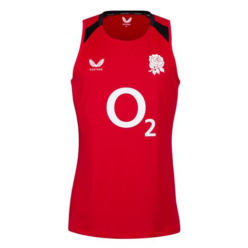 England Mens Performance Singlet 26/27 Persian Red - Front View