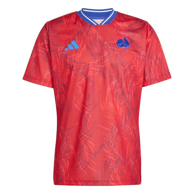 France Mens Pre Match Rugby Shirt Collegiate Red 25/26 - Front View