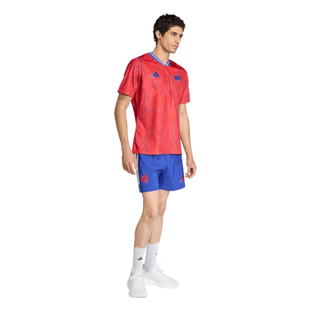 France Mens Pre Match Rugby Shirt Collegiate Red 25/26 - Model