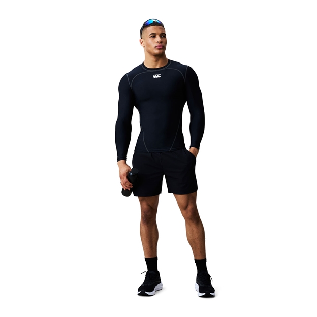 Canterbury Mens Baselayer Training Top Black/White - Model Full View