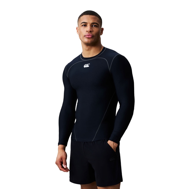 Canterbury Mens Baselayer Training Top Black/White - Model Side View