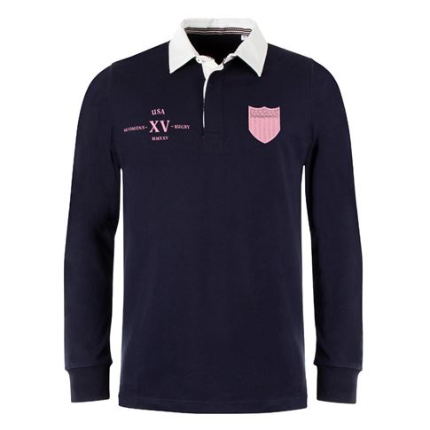 Womens World Cup USA Adults Classic Heavyweight Rugby Shirt Navy - Front