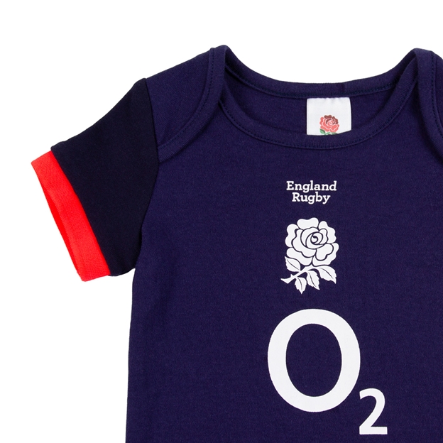England Baby Home & Away Kit Pack Bodysuits 26/27 - Away RFU Rose Close-up