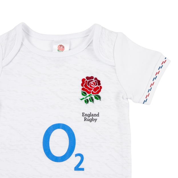 England Baby Home & Away Kit Pack Bodysuits 26/27 - RFU Rose Close-up
