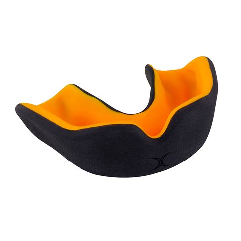 Gilbert XBrace Dual Density Mouthguard Black:Orange - Front View