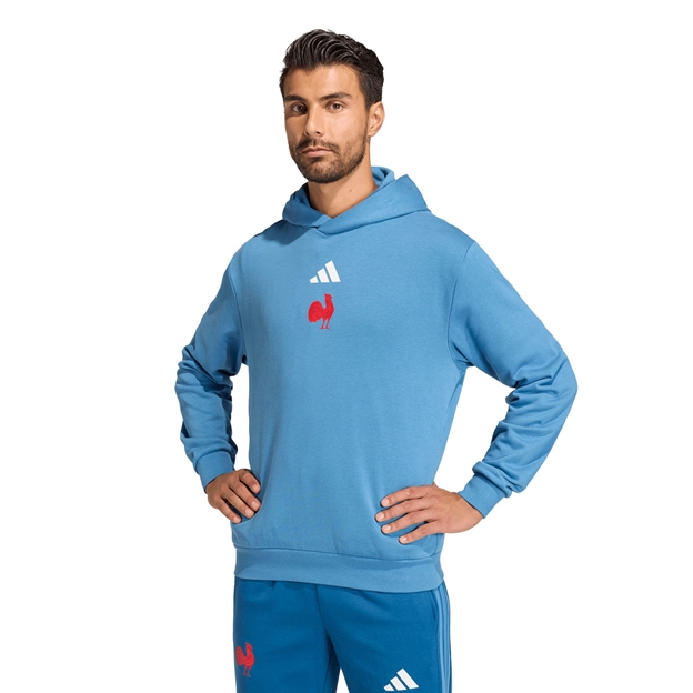France Mens Travel Hoodie 25/26 Lucid Blue - Model Front