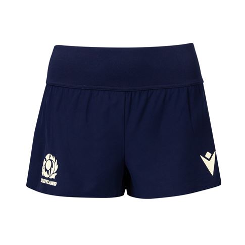 Scotland Womens Training Shorts 26/27 - Navy and Sand - Front View