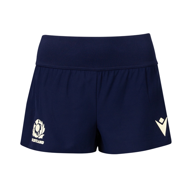 Scotland Womens Training Shorts 26/27 - Navy and Sand - Front View