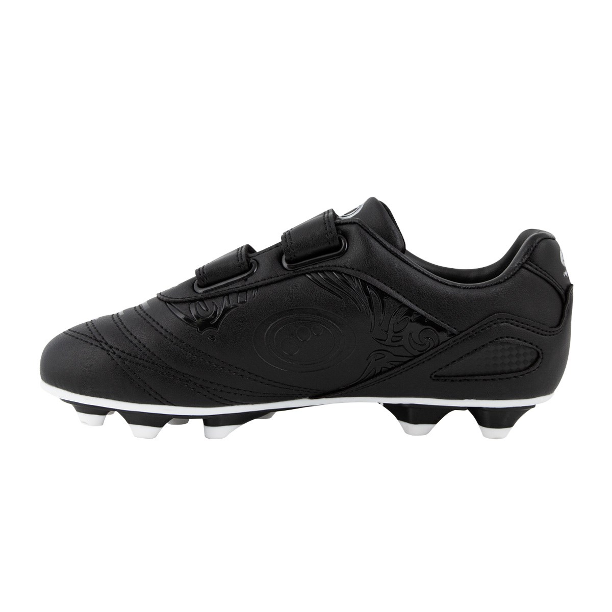Optimum Kids Razor Velcro Moulded Stud Rugby Boots- Black Silver - Outstep