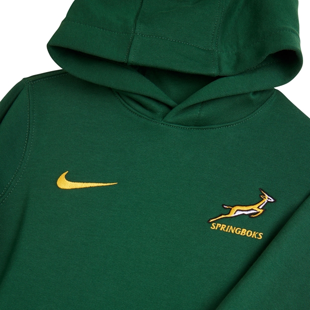 South Africa Springboks Kids Hoodie 26/27 Gorge Green - Flatlay Detail Close-up