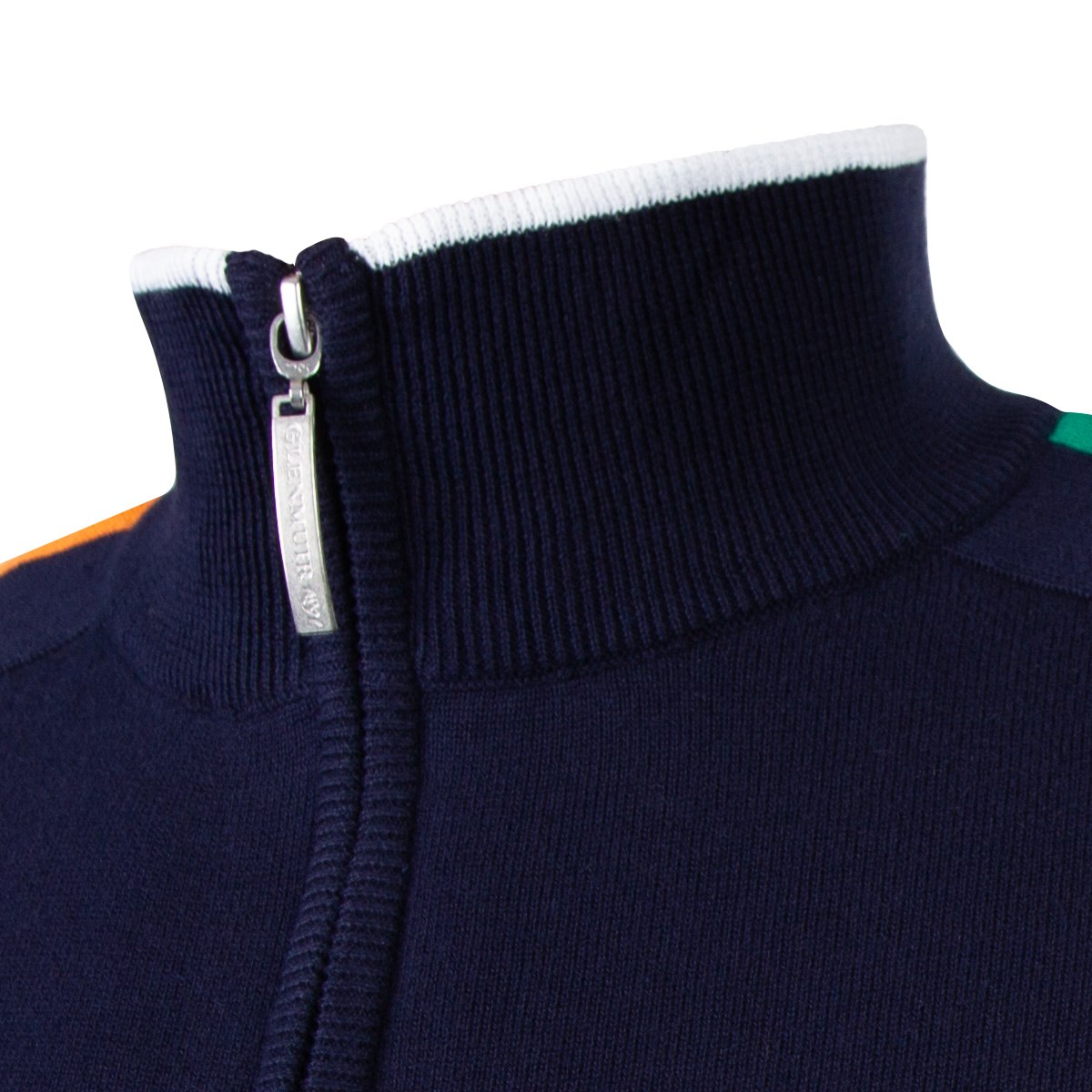 Ireland Mens Glenmuir Tricolour Zip Neck Cotton Sweater - Front
