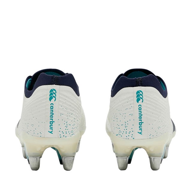 Canterbury Adults Stampede Groundbreak Elite Soft Ground Rugby Boots White - Pair Back View