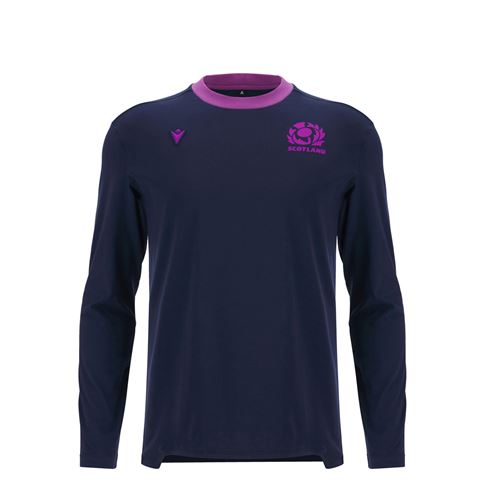 Scotland Junior Athleisure Cotton long Sleeve T-Shirt 25/26 Navy - Front View