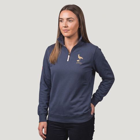 Uruguay 1865 Adults Half Zip Cotton Sweatshirt Petrol Blue - Model Front View