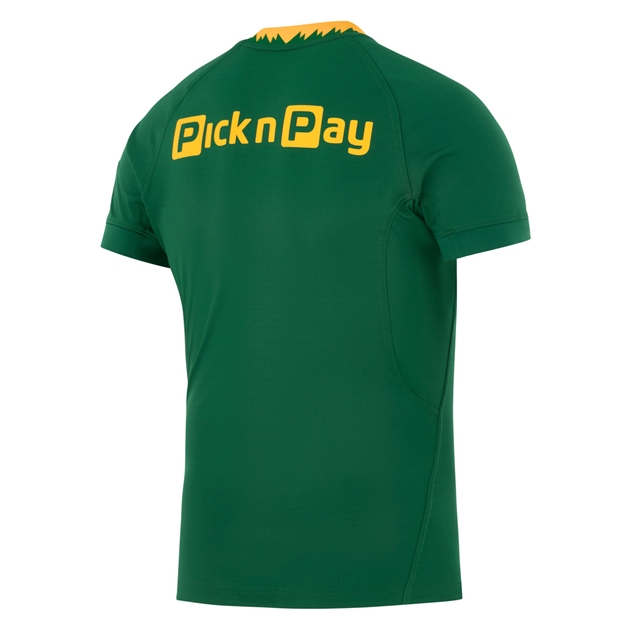 South Africa Springboks Mens Home Rugby Shirt 26/27 Gorge Green - Back View