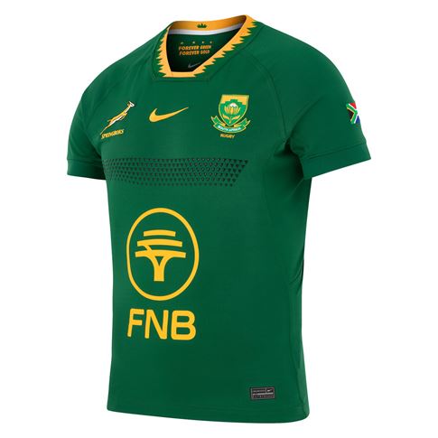 South Africa Springboks Mens Home Rugby Shirt 26/27 Gorge Green - Front View