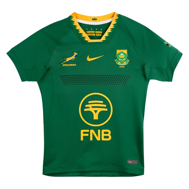 South Africa Springboks Mens Home Rugby Shirt 26/27 Gorge Green - Flatlay View