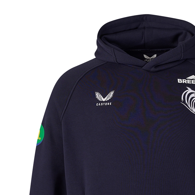 Leicester Tigers Mens Off Pitch Hoodie 26/27 Navy - Castore Logo