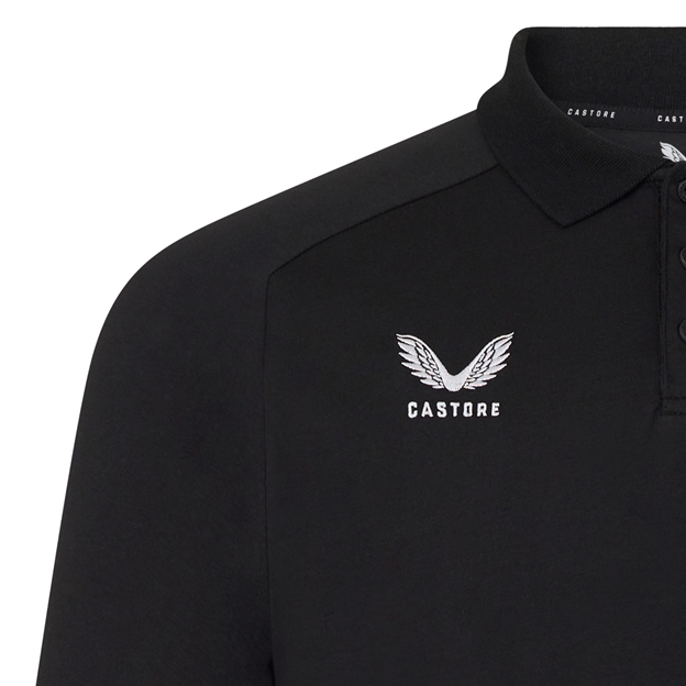 England Mens Off Pitch Polo 26/27 Castore Black - Castore Logo Close-up