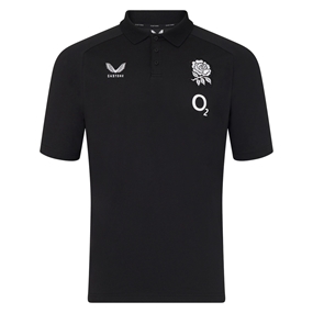 England Mens Off Pitch Polo 26/27 Castore Black - Front View