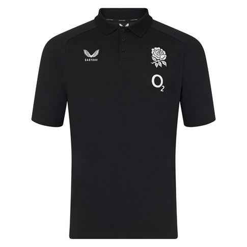 England Mens Off Pitch Polo 26/27 Castore Black - Front View