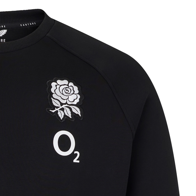 England Mens Off Pitch Sweatshirt 26/27 Castore Black - RFU Rose Close-up