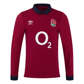 England Mens Away Classic Rugby Shirt - Long Sleeve 2025 - Front