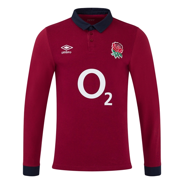 England Mens Away Classic Rugby Shirt - Long Sleeve 2025 - Front