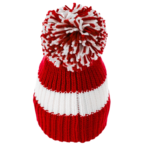 Big Bobble 'Woolly Wally' Beanie Hat - Red & White - One Size