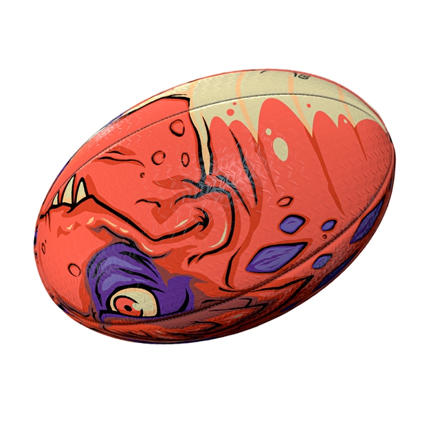 Gilbert Randoms T-Rux Rugby Ball - Back View