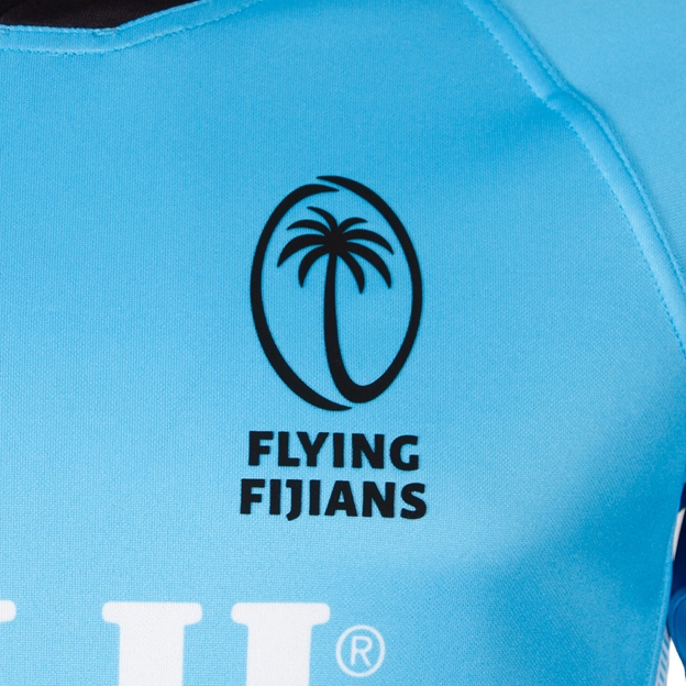 Fiji Kids Away Rugby Shirt 26/27 Blue - Flying Fijians Logo Close-up