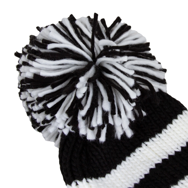 Big Bobble Beanie Hat Black & White - Pom Pom