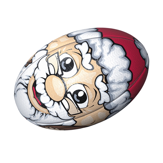 Gilbert Randoms Xmas Santa Rugby Ball - Front View