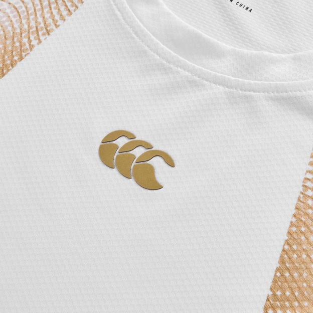 Canterbury Mens Tempo Training T-Shirt White - Raised CCC Logo In Gold
