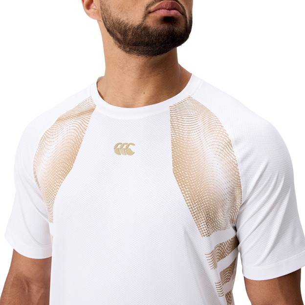 Canterbury Mens Tempo Training T-Shirt White - Model Close-up Front