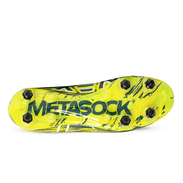 Oxen Adults Metasock Soft Ground Rugby Boots Yellow Flare - Soleplate