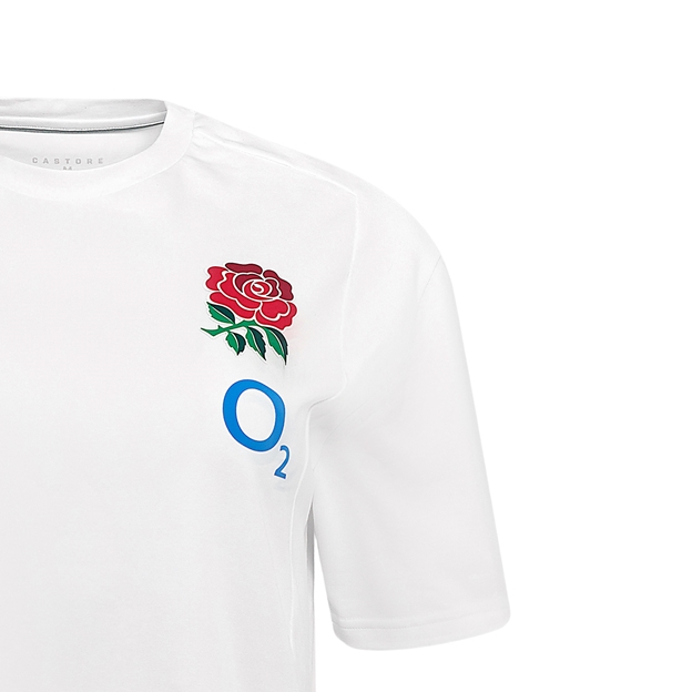 England Womens Travel Short Sleeve Tee 25-26 Bright White - RFU Rose