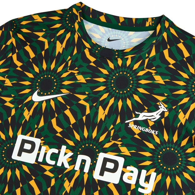 South Africa Springboks Mens Pre-Match Top 26/27 Gorge Green - Flatlay Close-up View