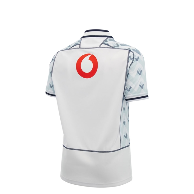 Scotland Kids Away Rugby Shirt 26/27 White Sand and Navy - Back View