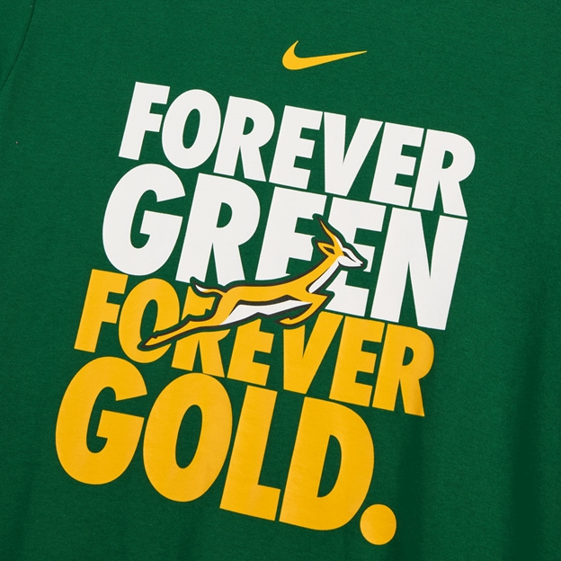 South Africa Springboks Mens Forever T-Shirt 26/27 Gorge Green - Logo Close-up